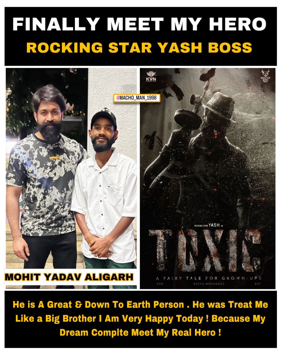 macho_man_1998's tweet photo. Finally Meet My HERO @TheNameIsYash He is A Great &amp; Down To Earth Person ... He was Treat Me Like a Big Brother I Am Very Happy Today Because My Dream Complte Meet My Real Hero @thenameisyash 
HAPPY DIWALI  YASH BOSS &amp; LOVE YOU ! 
I’m Waiting Your Up Coming Movie TOXIC https://t.co/mvFgo1MSXz