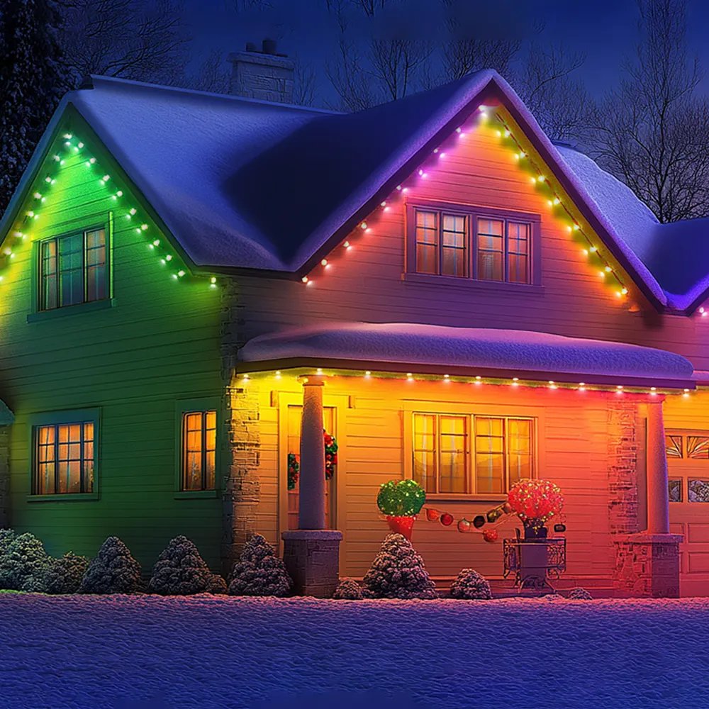 In winter, the permanent lights create a warm and dreamy atmosphere. Their gentle glow against the cold snowflakes forms a beautiful scene, making the winter nights more enchanting. #outdoorliving