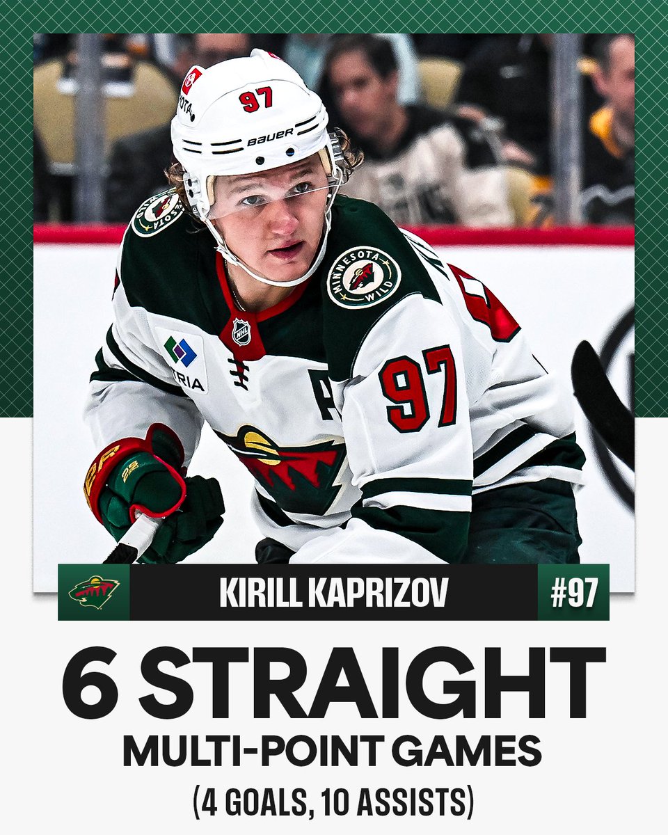 NHL's tweet photo. Kirill "The Thrill" Kaprizov has been living up to his nickname lately. 😤 https://t.co/ZqrXOxV8yN