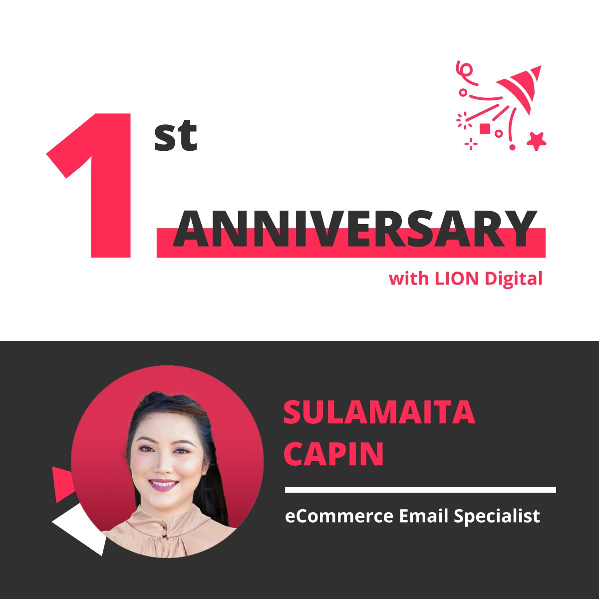 LIONDigitalAU's tweet photo. Congratulations to Sulamaita Capin on her 1st anniversary working with #LIONDigital! π¦Her #Klaviyo expertise and creativity have been essential to our #emailmarketing team's success for our clients.
#team #pride #workanniversary #LIONDigital #eCommerce https://t.co/0knLyQBbsw