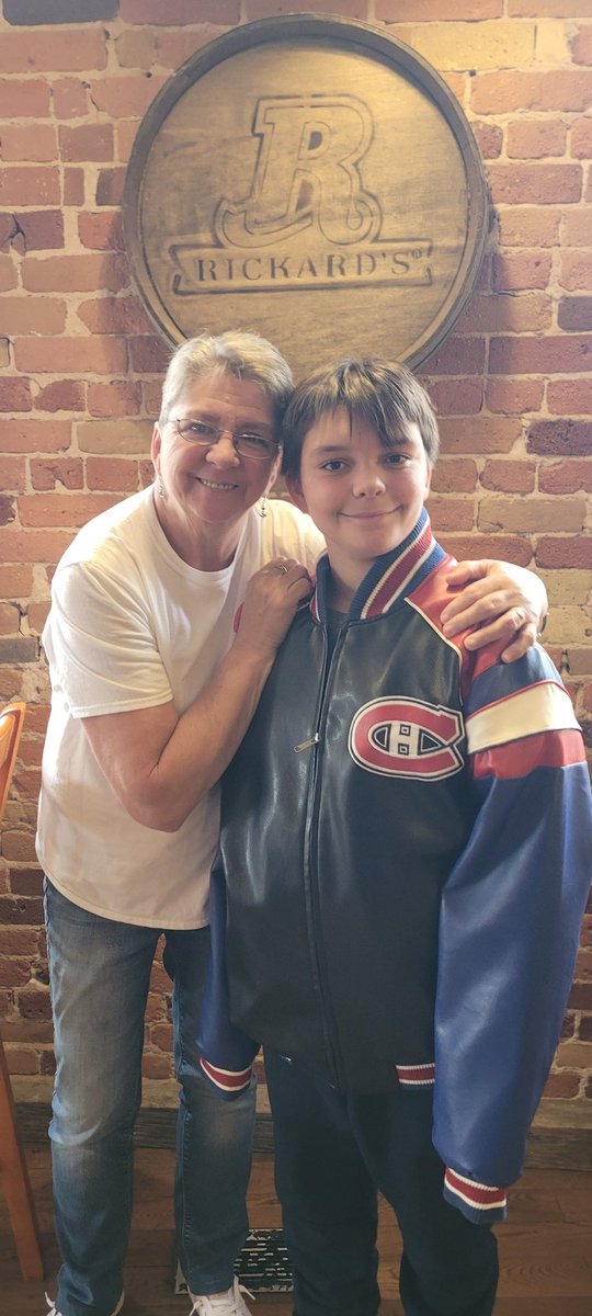 MoeFraser's tweet image. Today is my grandson Oliver's 12th birthday &amp;amp; his Mom took the day off work &amp;amp; let him have the day off school &amp;amp; brought him out our way &amp;amp; we went to his favorite pub in Smiths Falls #Taphouse for lunch 🥰 That's my jacket he has on. He's trying to steal from me  🤣 
#Family 💞