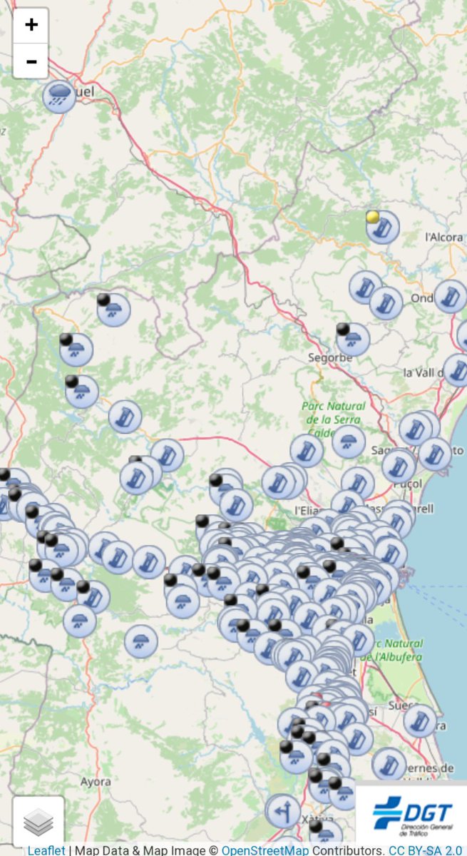 #Valencia está colapsada por la #INUNDACION <a href="/InformacionDGT/">D.G.T.</a> infocar.dgt.es/movil/?lat=39.…