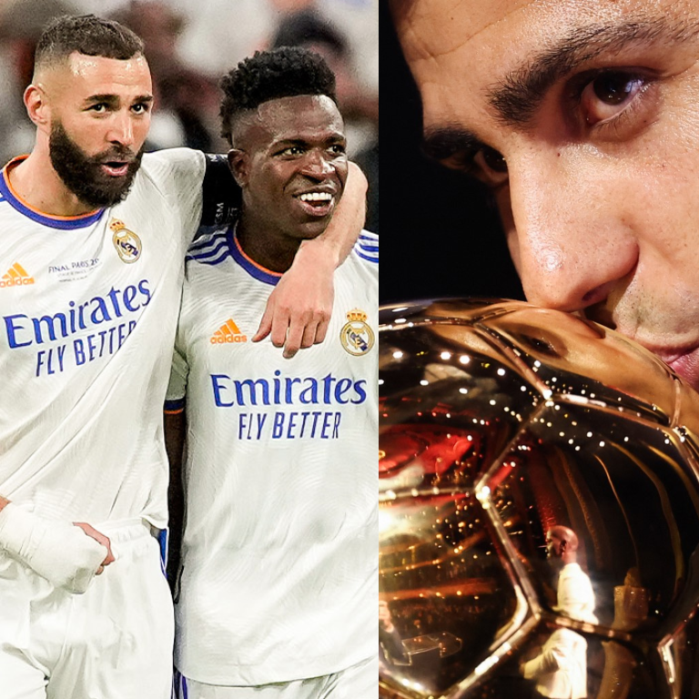 InvictosSomos's tweet photo. — KARIM BENZEMA (El Chiringuito): "Este año, cuando el Madrid fue campeón de Europa, en cada partido fue determinante. Entonces, no hay otro que merezca más (el Balón de Oro) que Vinicius. No tengo nada contra Rodri, que es un buen jugador. Pero estoy en mi sofá, miro la televisión, y Rodri no hace cosas que me hagan decir 'ufff'. Y Vinicius lo ha hecho más de una vez. Un poco triste, no me siento bien por él. Él merecía el Balón de Oro".