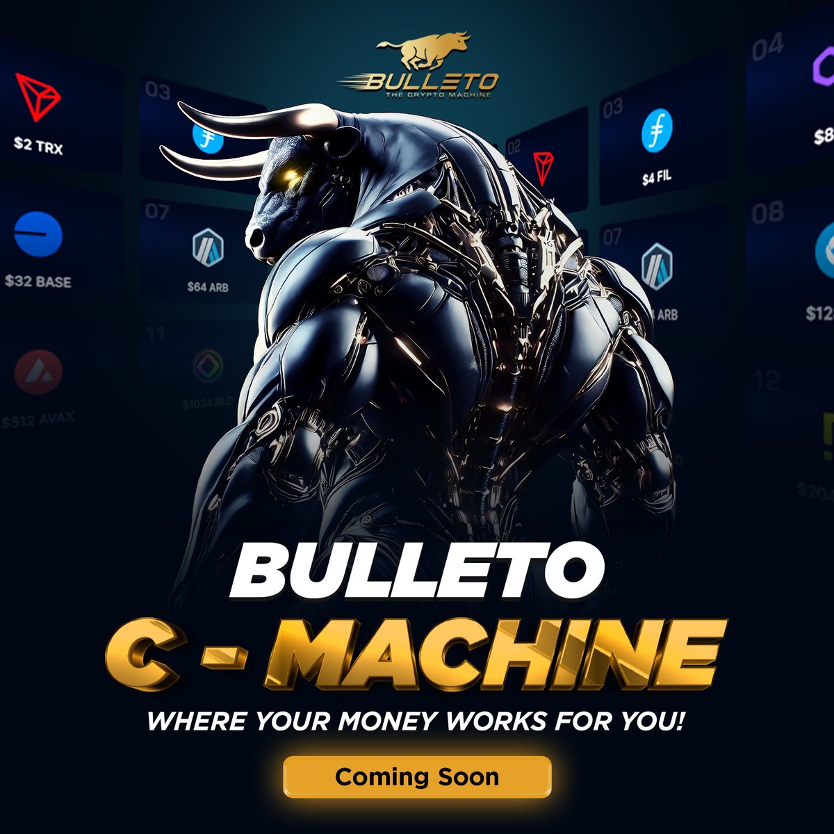 Bulletoofficial's tweet photo. ๐ฅ Ready to put your money to work? ๐ฅ
Bulleto C โMachine where your money does the heavy lifting ๐ธ๐ช. Say goodbye to working harder and hello to smarter earnings! ๐โจ
Coming Soon! Are you ready to watch your money work its magic? ๐
#Bulleto #BulletoCommunity #BFICCoin https://t.co/Ar4uY5Xu7f