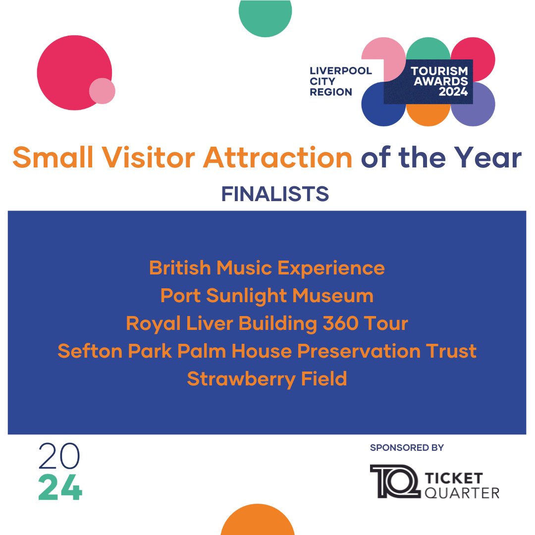 LCR Tourism Awards (@lcrtourismaward) on Twitter photo Congratulations to the finalists in the Small Visitor Attraction of the Year category sponsored by <a href="/TicketQuarter/">Ticket Quarter</a> #LCRTA24 <a href="/thebme/">British Music Exp</a> <a href="/PortSunlight/">Port Sunlight Village Trust</a> <a href="/RLB360/">Royal Liver Building 360 Tour</a> <a href="/The_Palmhouse/">SeftonPark PalmHouse</a> <a href="/strawberryfield/">Strawberry Field Liverpool</a> Congratulations to the finalists in the Small Visitor Attraction of the Year category sponsored by <a href="/TicketQuarter/">Ticket Quarter</a> #LCRTA24 <a href="/thebme/">British Music Exp</a> <a href="/PortSunlight/">Port Sunlight Village Trust</a> <a href="/RLB360/">Royal Liver Building 360 Tour</a> <a href="/The_Palmhouse/">SeftonPark PalmHouse</a> <a href="/strawberryfield/">Strawberry Field Liverpool</a>