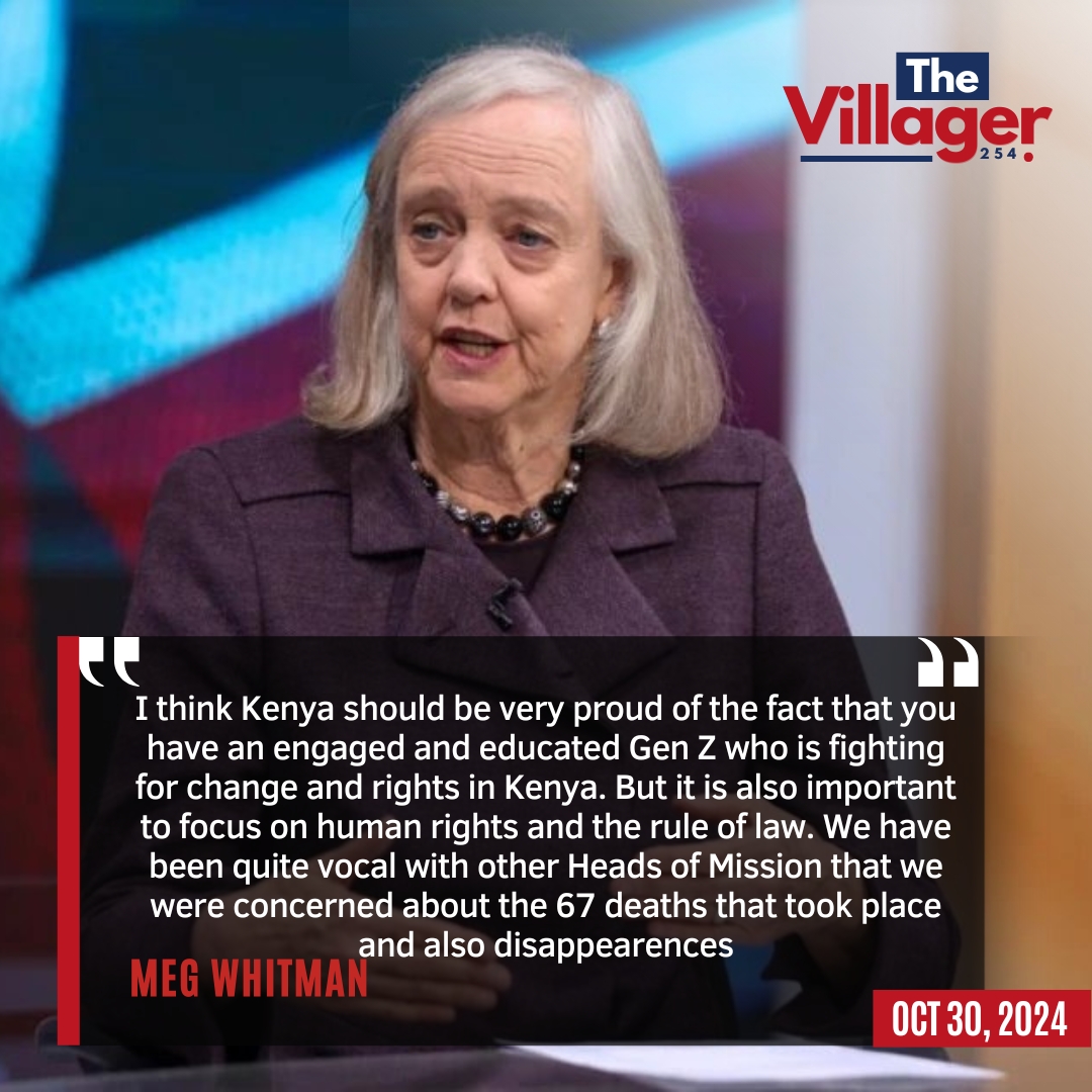We have been quite vocal with other Heads of Mission that we were concerned about the 67 deaths that took place and also disappearances - Meg Whitman

#BoycottSafaricom #FreeAoko #MainaAndKingangi  #SHARevolution Ruto Delivers Rodri Supreme Court Vini