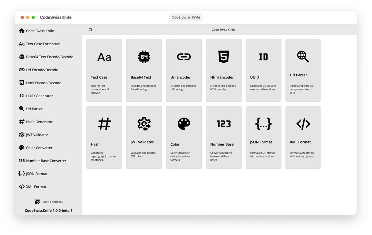 ottorinobruni's tweet image. 🎉 CodeSwissKnife Beta is out for macOS & PC! Your new favorite developer toolkit is here, crafted by devs for devs. Get it now and supercharge your coding! #CodeSwissKnife #DevToolkit #BetaIsLive 📷 🖥️ottorinobruni.com/codeswissknife…