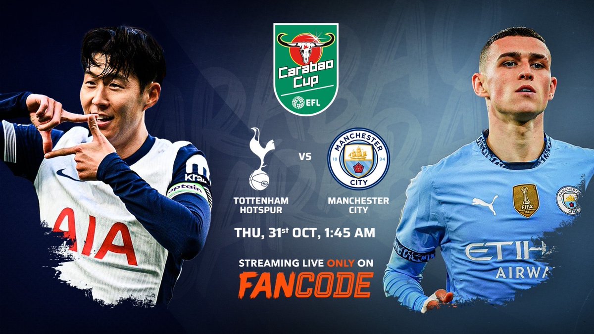 Watch Manchester City ⚔️ Tottenham Hotspur on 31st October from 1:45 AM onwards LIVE on <a href="/fancode/">FanCode</a> - bit.ly/3NKeXVi

Get 30% off on Manchester City Team Pass Pass with the code CITY30 
*Offer valid for new users only! 

#CarabaoCupOnFanCode #CarabaoCup #CityVsTottenham