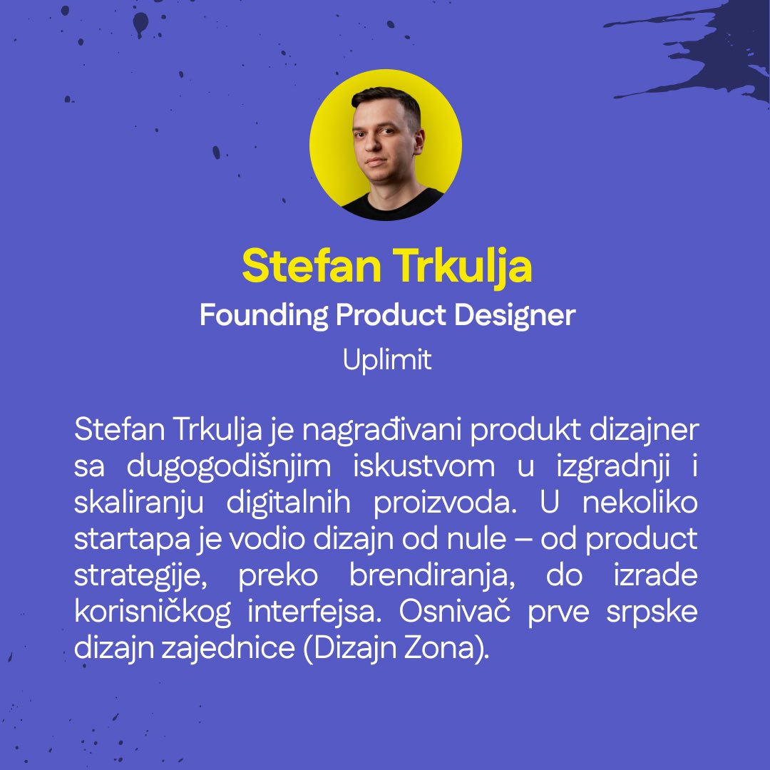 Na 64. Dafed Meetup-u Stefan će podeliti praktične savete za dizajniranje proizvoda od nule u pravom startap okruženju. Očekivanja: Venture Capital investicija i rast vrednosti kompanije od nule do milijardu dolara. Resursi: jedan dizajner.

Prijave na dafed.org/meetup-64/