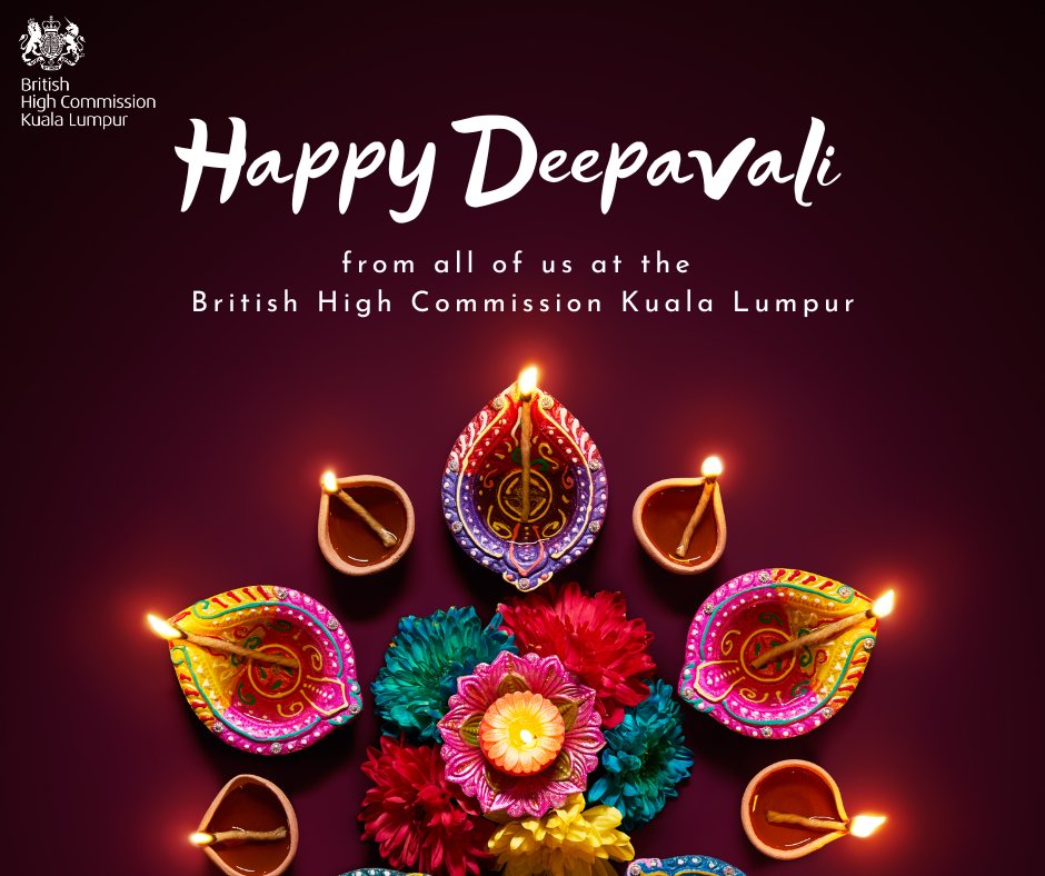 UKinMalaysia's tweet photo. Happy #Deepavali!

Light over darkness,
knowledge over ignorance,
good over evil,
hope over despair.

May your #light always shine brightly.

Kindly note that we are closed today (31 October).   

Should you require emergency Consular assistance, please call +603 21702020. https://t.co/DgbF6X4iUB