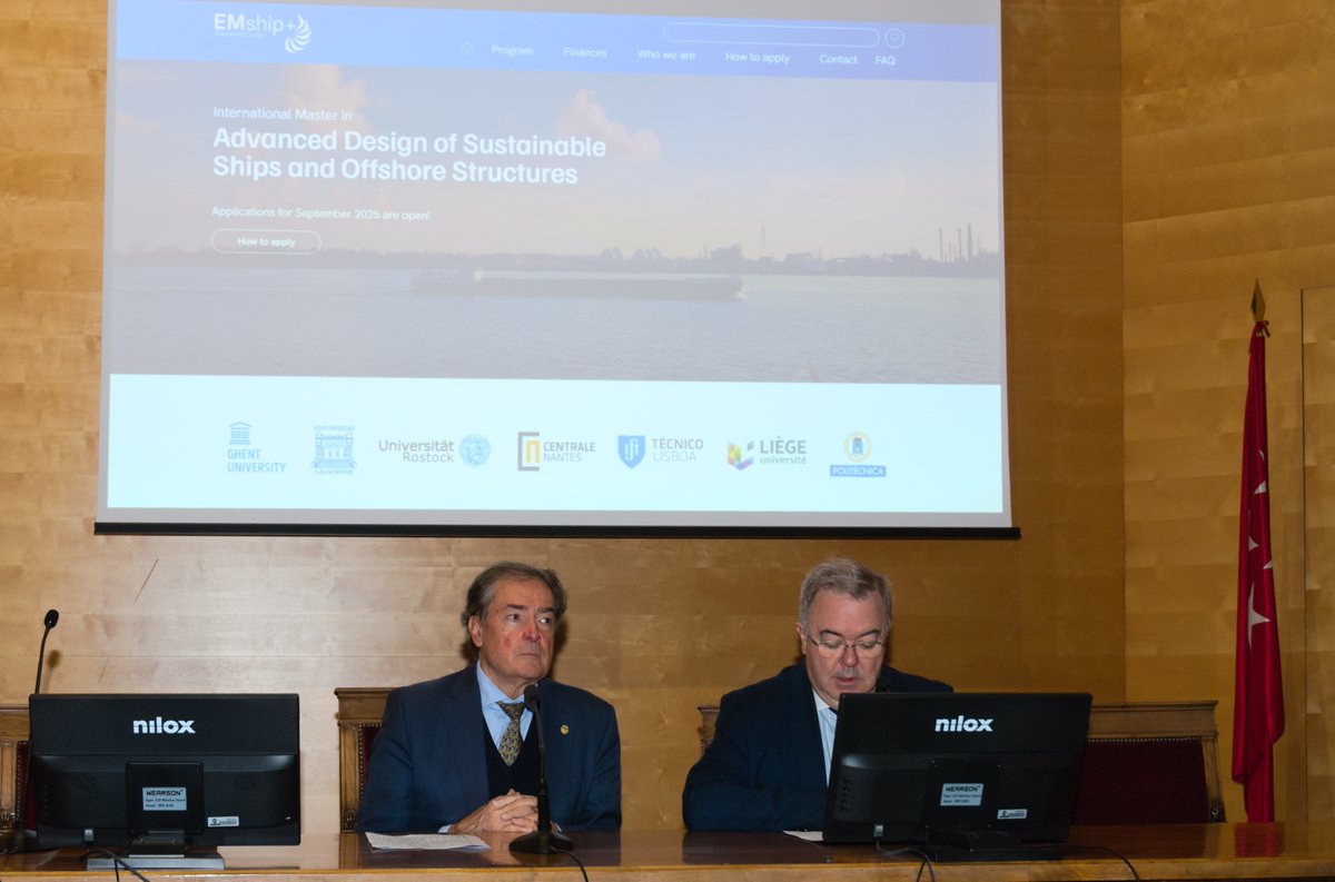 La_UPM's tweet photo. Ayer se inauguró en @ETSIN_Oficial una nueva edición del máster internacional #EMship 'Advanced Design of Sustainable Ships and Offshore Structures', un programa de 2 años organizado por 7 universidades europeas.
🔗https://t.co/trioflvQZl
#somosUPM https://t.co/WF2v2VsxFv