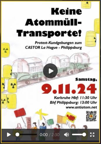#Atommüll-Alarm! Castoren rollen nach Philippsburg. #antiatom-Kundgebung am 9.11. in Karlsruhe. castor-stoppen.de/wp-content/upl…