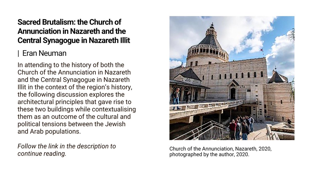📢 Now online: Sacred Brutalism: the Church of Annunciation in Nazareth and the Central Synagogue in Nazareth Illit – By Eran Neuman <a href="/TelAvivUni/">Tel Aviv University</a>
tandfonline.com/doi/full/10.10…