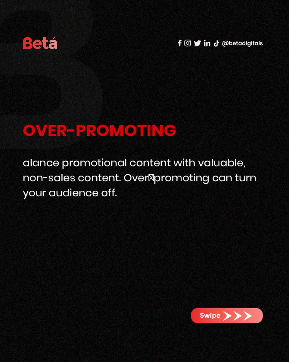 BetaDigitals's tweet photo. Stop making these social media marketing mistakes!
These mistakes are holding your brand back, but you don’t have to fix them alone. Send us a Dm, and let beta digitals take your social media marketing to the next level! 📊

#betadigitals
#strategicsocialmediamanagement
#abuja https://t.co/Q7bELg8wgq