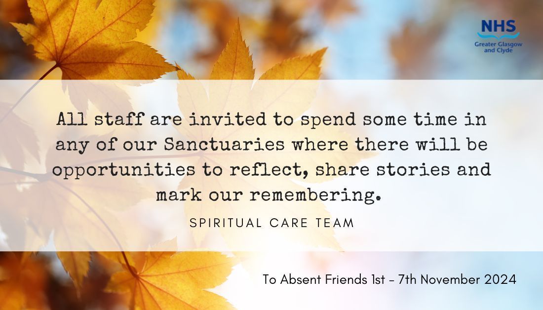 NHSGGC - Planning Your Care (@nhsggc_fcp) on Twitter photo In search of a quiet corner to reflect and remember? #ToAbsentFriends
For more information visit the <a href="/nhsggc/">NHS Greater Glasgow and Clyde</a> Spiritual Care Sharepoint 👉 buff.ly/4fDXTwf
<a href="/EastDunHSCP/">East Dun HSCP</a> <a href="/GCHSCP/">Glasgow City HSCP</a> <a href="/WDCouncil/">West Dunbartonshire Council</a> <a href="/RenHSCP/">Renfrewshire Health and Social Care Partnership</a> <a href="/InverclydeHSCP/">Inverclyde HSCP</a> <a href="/erhscp/">East Renfrewshire Health & Social Care Partnership</a> <a href="/DawnMAllan1/">Dawn M Allan</a> In search of a quiet corner to reflect and remember? #ToAbsentFriends
For more information visit the <a href="/nhsggc/">NHS Greater Glasgow and Clyde</a> Spiritual Care Sharepoint 👉 buff.ly/4fDXTwf
<a href="/EastDunHSCP/">East Dun HSCP</a> <a href="/GCHSCP/">Glasgow City HSCP</a> <a href="/WDCouncil/">West Dunbartonshire Council</a> <a href="/RenHSCP/">Renfrewshire Health and Social Care Partnership</a> <a href="/InverclydeHSCP/">Inverclyde HSCP</a> <a href="/erhscp/">East Renfrewshire Health & Social Care Partnership</a> <a href="/DawnMAllan1/">Dawn M Allan</a>