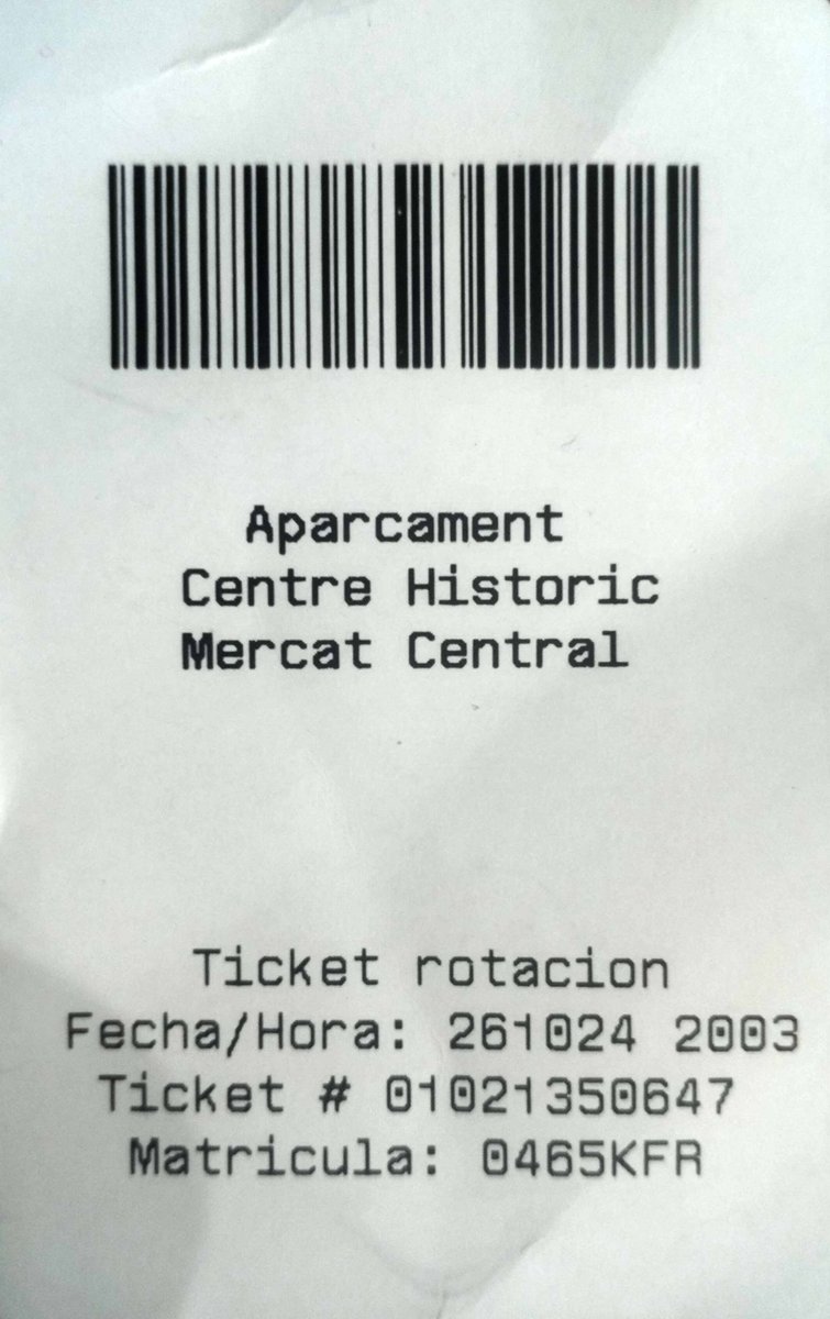 traver_david's tweet photo. @emtvalencia no vol fer-me una factura de l'estacionament al Pàrking Mercat Central #València perquè no tinc el rebut del pagament. Presento targeta entrada al pàrking, càrrec del banc, hora del pagament, import... Què puc fer més? https://t.co/h7pcQ822oz
