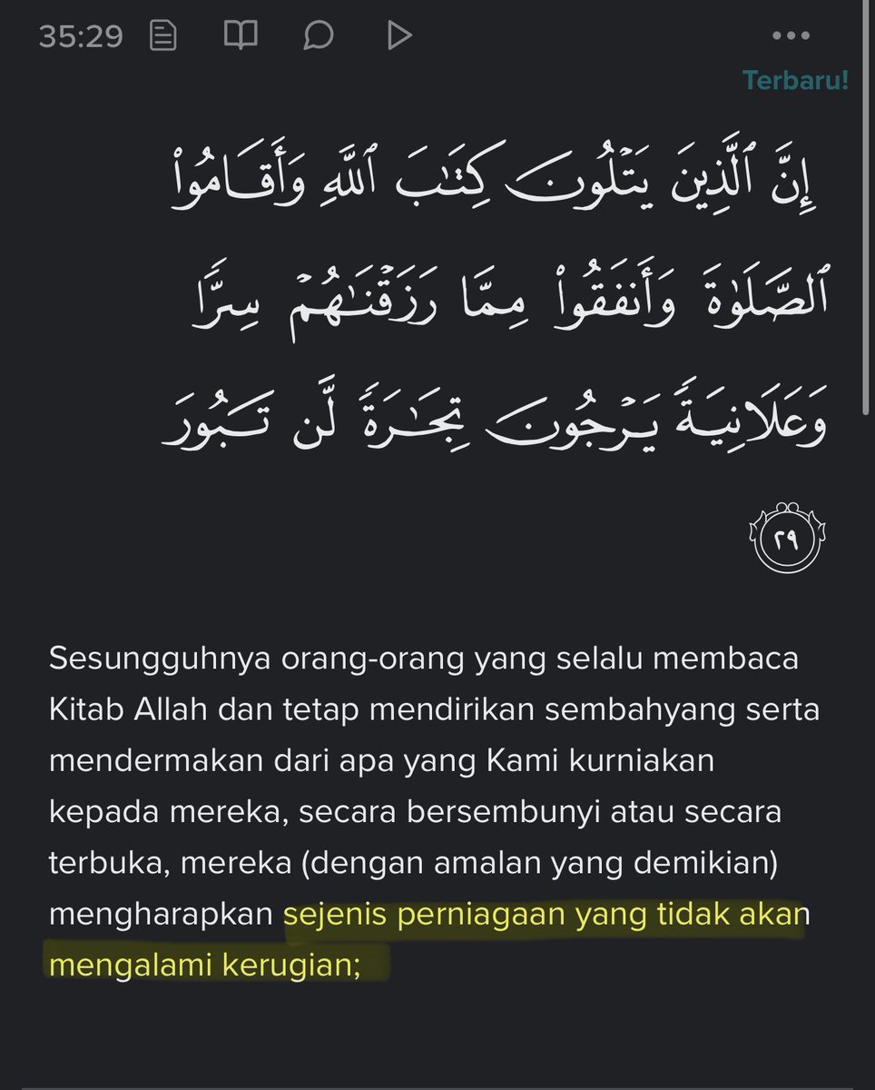 okmuazh's tweet photo. The actual perniagaan yang tak akan rugi.

Surah Fatir, ayat 29 https://t.co/45i14RnDhV