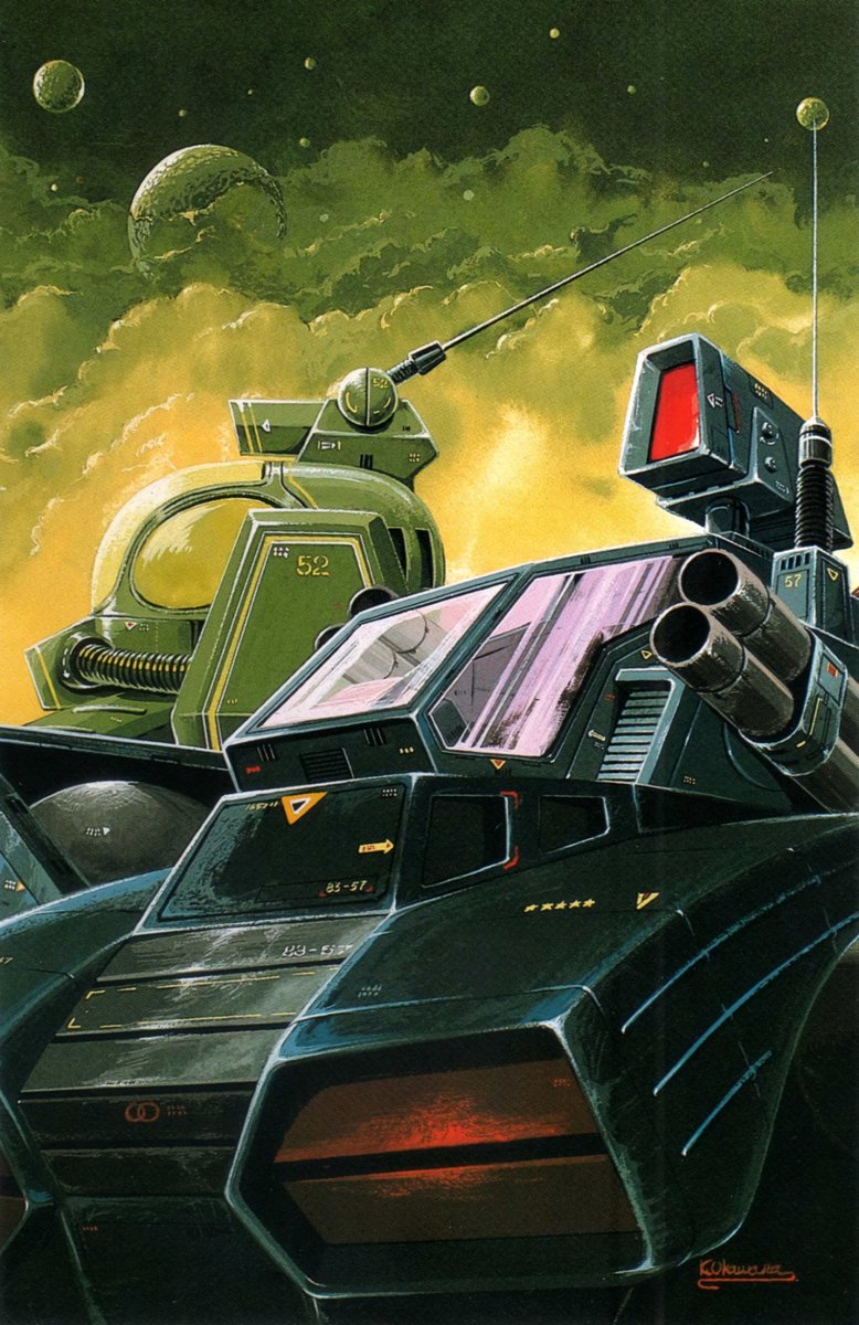 ( ﾟ∀ﾟ)ﾉ おはよー☕️

Illustration: Kunio Okawara 🤖Fang of the Sun Dougram（📺1981）