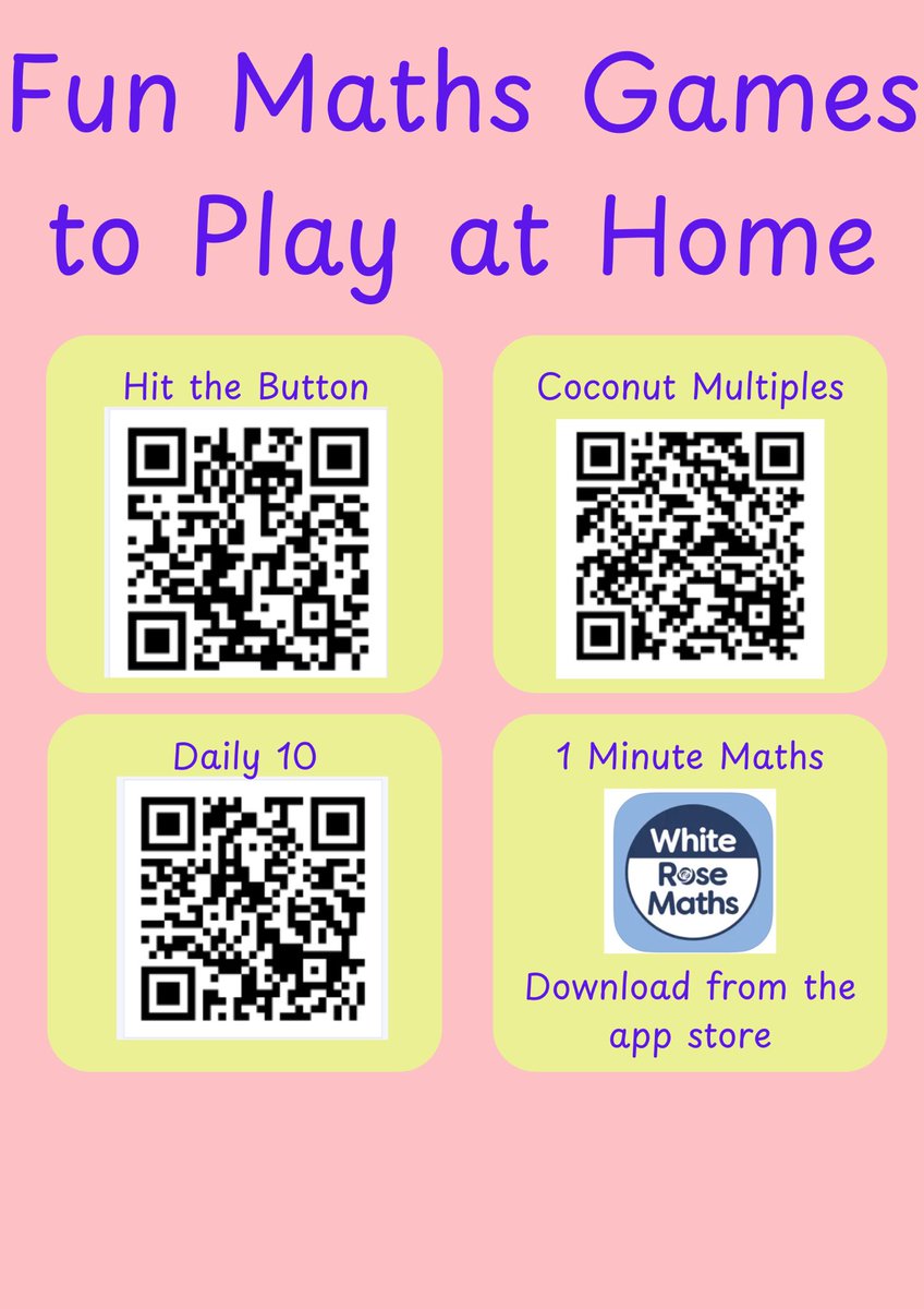 The children have used these apps and games at school and have asked if they can also play them at home. Scan the QR code to access them.