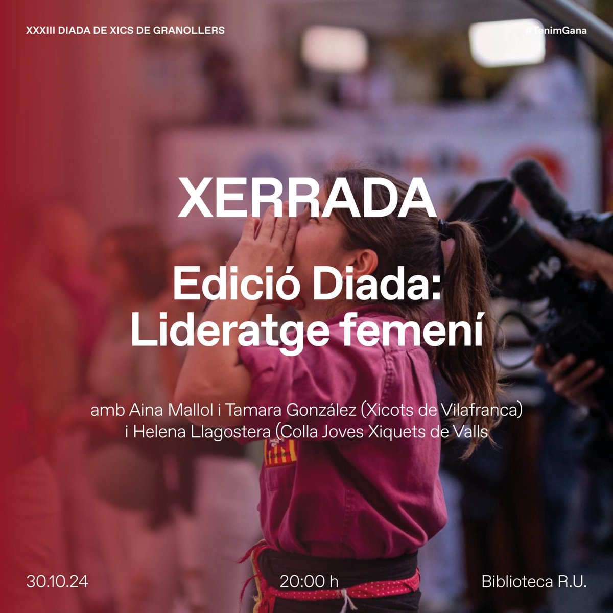 Aquest vespre celebrem una xerrada per tractar el “Lideratge femení”. 
Amb la presència de l’<a href="/AinaMallol/">Aina Mallol</a>, <a href="/tamarag58/">Tamara Gonzalez</a> de <a href="/Xicots/">Xicots de Vilafranca</a> i Helena Llagostera de <a href="/JovesValls/">Colla Joves Xiquets de Valls</a>. 
Aquest acte forma part del marc de la nostra Diada. 
No us la perdeu! Us hi esperem, per seguir avançant.
#VolemMés