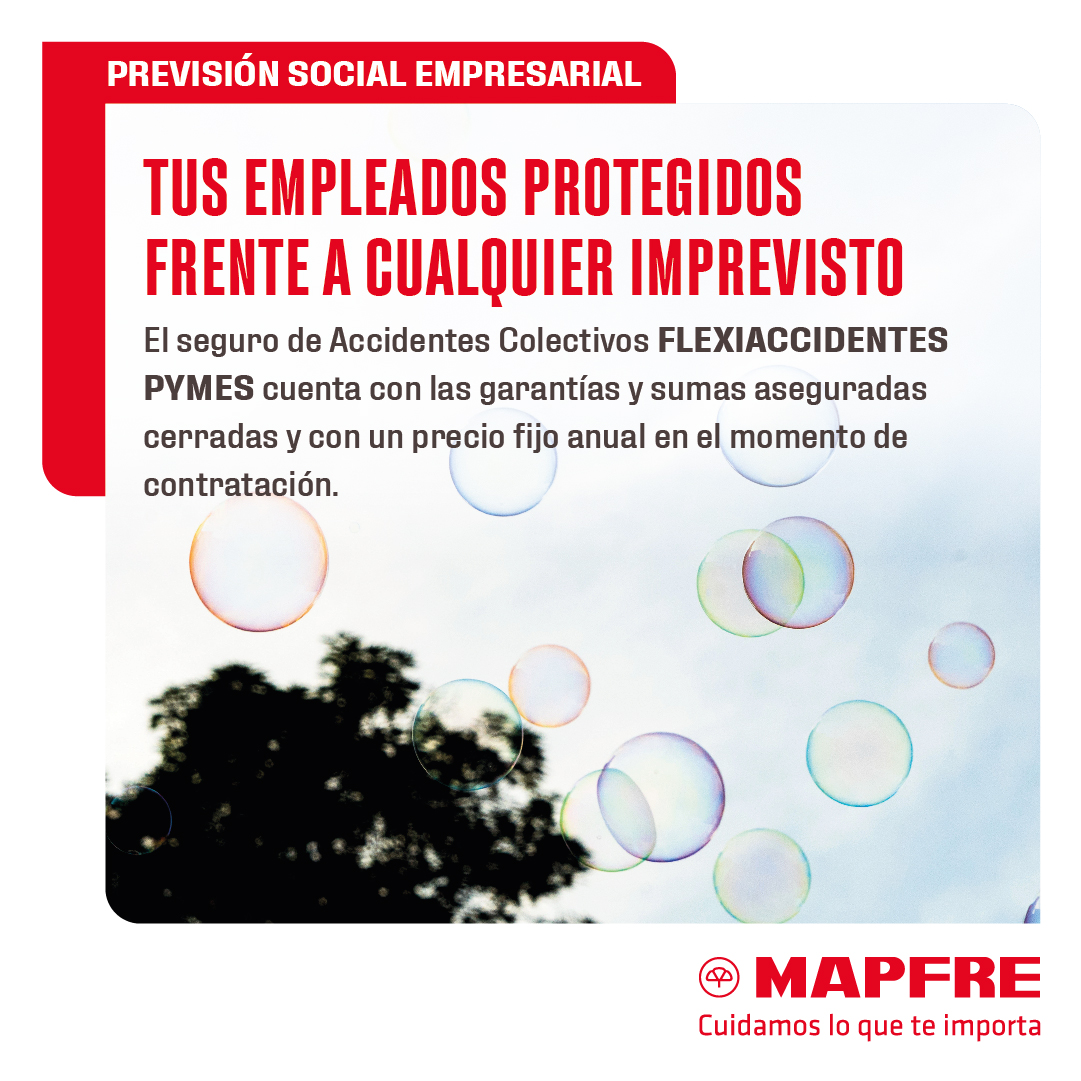 Con el #seguro Flexiaccidentes PYMES tus empleados estarán protegidos frente a cualquier imprevisto. 👷‍♂️👩‍💼👨‍🍳👩‍🔧
Ven a vernos e infórmate, o escríbenos por mensaje privado. 
#MAPFRE #CuidamosLoQueTeImporta