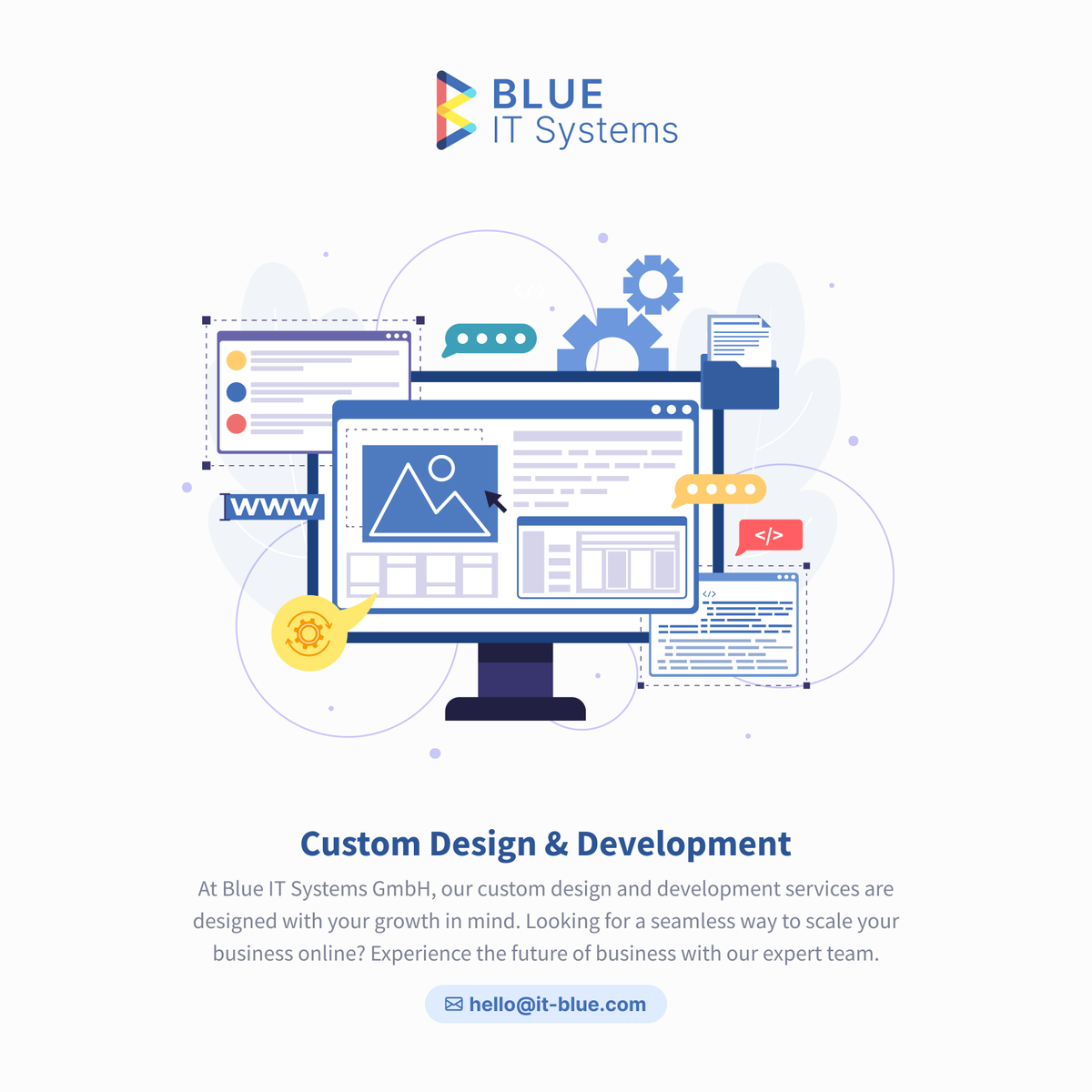 BlueITSystems's tweet photo. Blue IT Systems GmbH, specialize in custom design and development services to drive your growth. From sleek, user-friendly web designs to software built just for your needs, we provide solutions that boost efficiency and enhance customer engagement. 
​https://t.co/8tSCvOHZRq https://t.co/tpQnAEgfbt