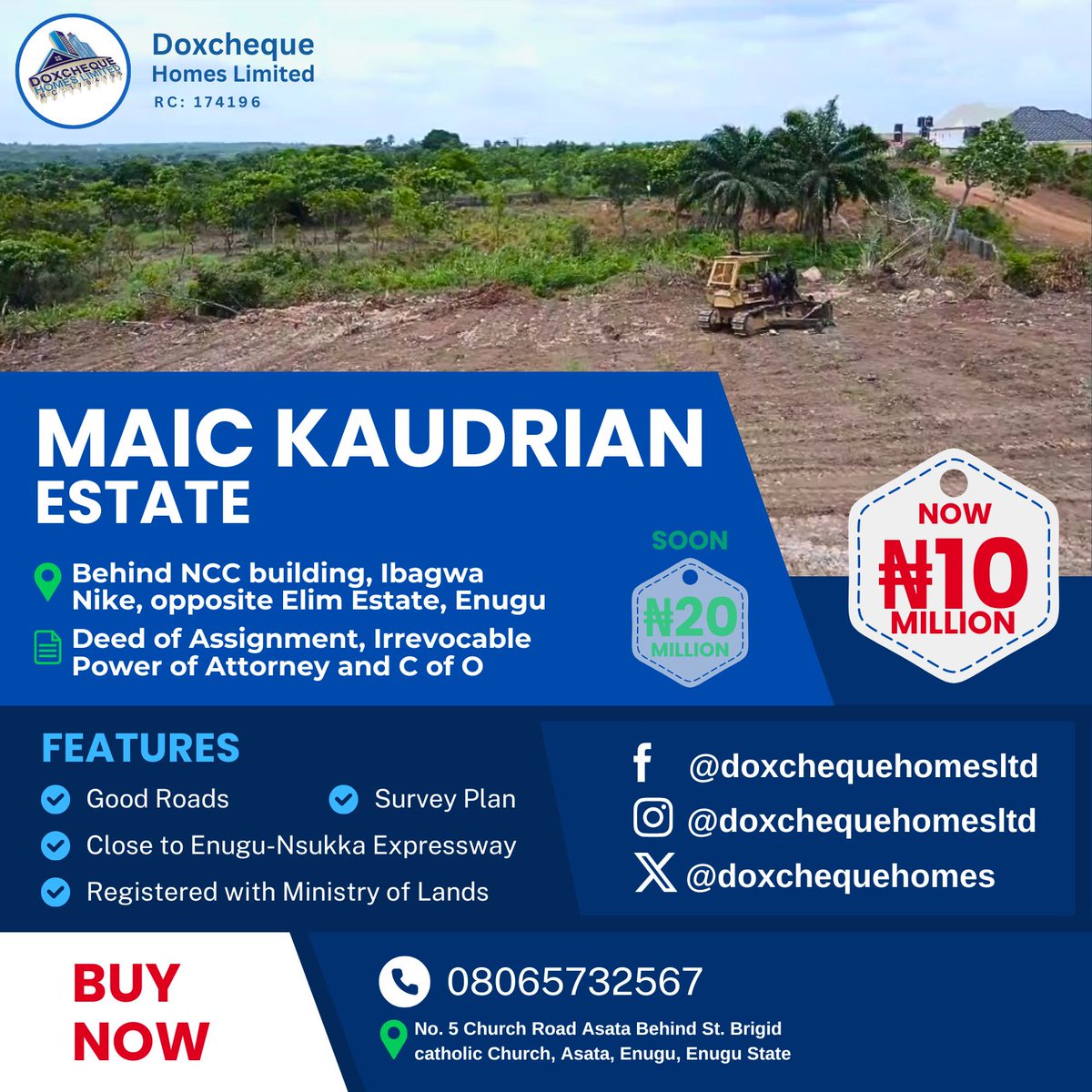 Doxchequehomes's tweet photo. This Offer Will End Before The End Of 2024.
Maic Kaudrian Estate is temporarily selling at ₦10m per plot.

Located behind NCC building Ibagwa Nike, opposite Elim Estate/Vivian Estate. It is a pole away from the major tarred road. 
Work is ongoing: It will be a fenced and https://t.co/c1TZ8brFEc