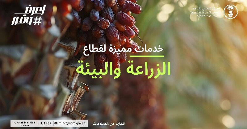 NCMKSA's tweet photo. معلومات دقيقة وموثوقة تهدف إلى تعزيز كفاءة الإنتاج الزراعي وحماية المحاصيل من تأثيرات التغيرات المناخية. 

⁧#اعرف_وقرر⁩
⁧#نحيطكم_بأجوائكم