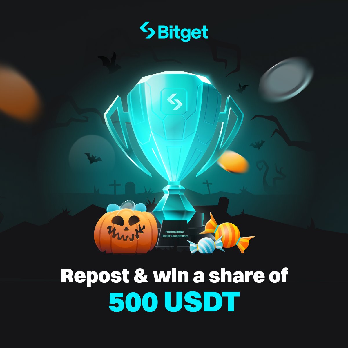 Trick or Trade! Halloween’s here, and so is your shot at a 500 USDT giveaway! 👻 🎃

Social giveaway: 500 USDT prize pool
✅ Follow <a href="/bitgetglobal/">Bitget</a>
✅ Like, RT &amp; tag friends

Join our Futures Titan Leaderboard and trade for a chance to share in 458,000 USDT and win up to 100 USDT