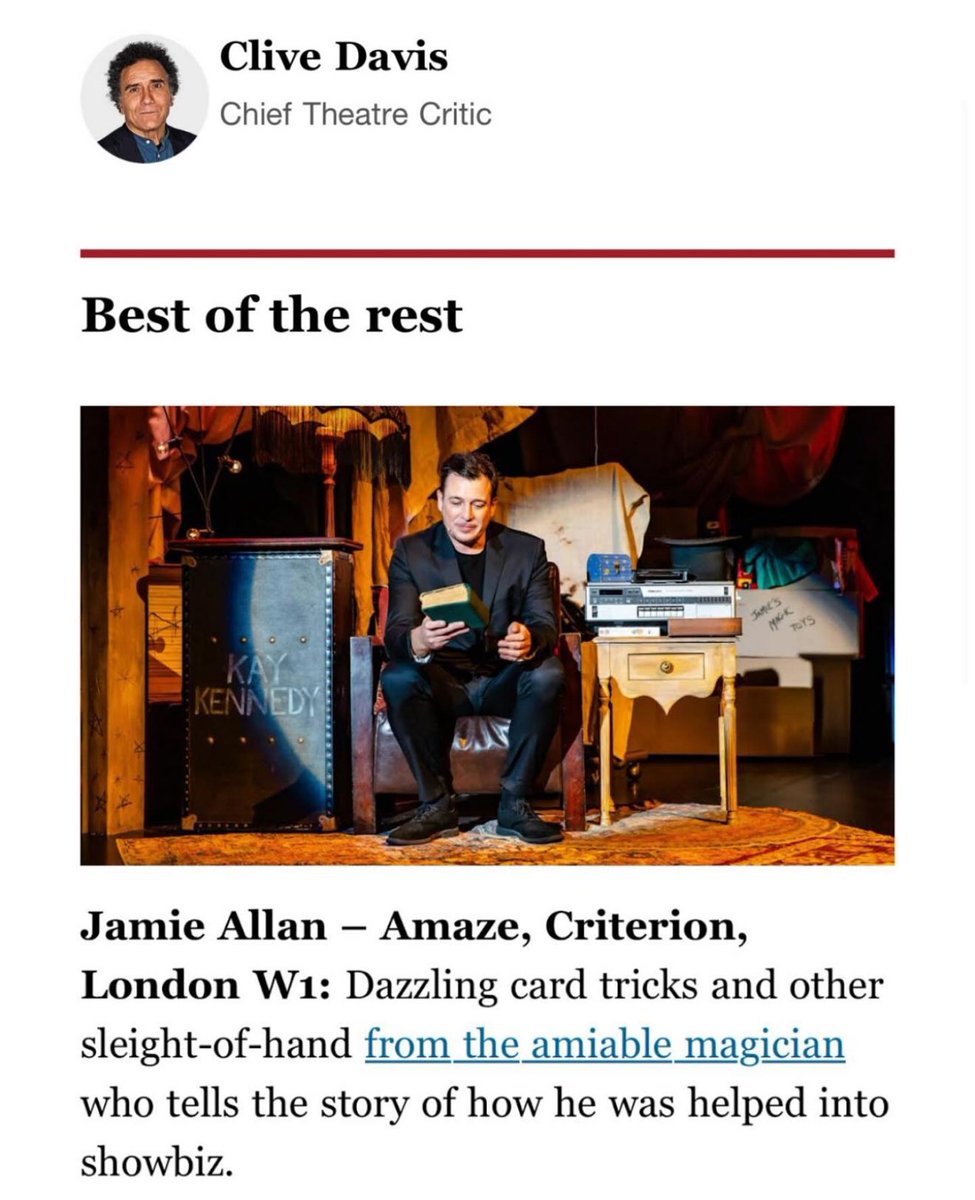 Kevin Wilson 💙 (@kevinwilsonpr) on Twitter photo Hugest congratulations to KWPR’s West End client Jamie Allan’s AMAZE at <a href="/CriTheatre/">Criterion Theatre</a> on being one of The Times Critics choice picks of the week today! 💥 Hugest congratulations to KWPR’s West End client Jamie Allan’s AMAZE at <a href="/CriTheatre/">Criterion Theatre</a> on being one of The Times Critics choice picks of the week today! 💥