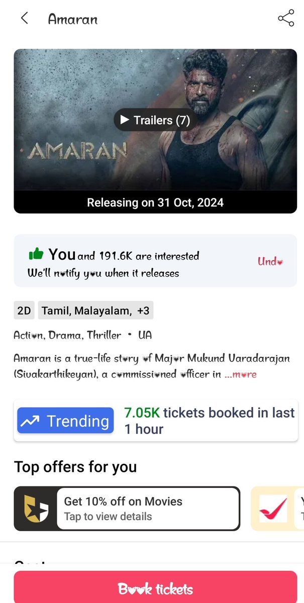 itzLinges's tweet image. Last One Hour 7.05K Tickets Sold out Massive Opening 🧨🧨🧨🔥🔥🔥🥵🥵🥵

Salem City Housefull Shows 💥💥💥💥💥

#Amaran || #AmaranFDFS 

@Siva_Kartikeyan