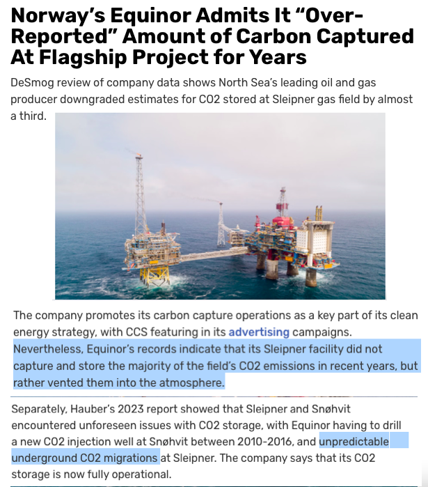 HowKeen's tweet photo. #CCS_Fraud #HowPredictable
-exaggerated capture by 30%
-"underscoring risks assoc w plans to scale as a climate solution"
Also "unpredictable underground CO2 migrations" = leaks😮
Not only does it NOT capture the qty of CO2 claimed, but the underground "storage" leaks out‼️🤦 https://t.co/BLa4NQOyk3