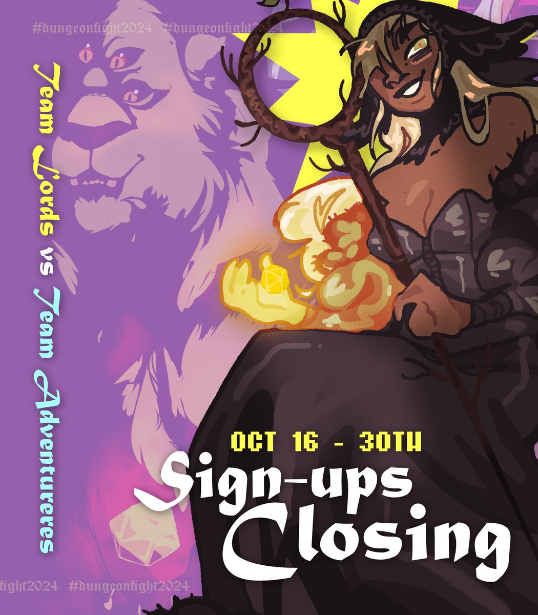 🔥 24 Hours Remain for Sign-ups for Dungeon Fight 2024 👑

Be quick! The kingdom's doors are already closing . . . be sure to register for our Dungeon Meshi art fight before it's over! 🔗