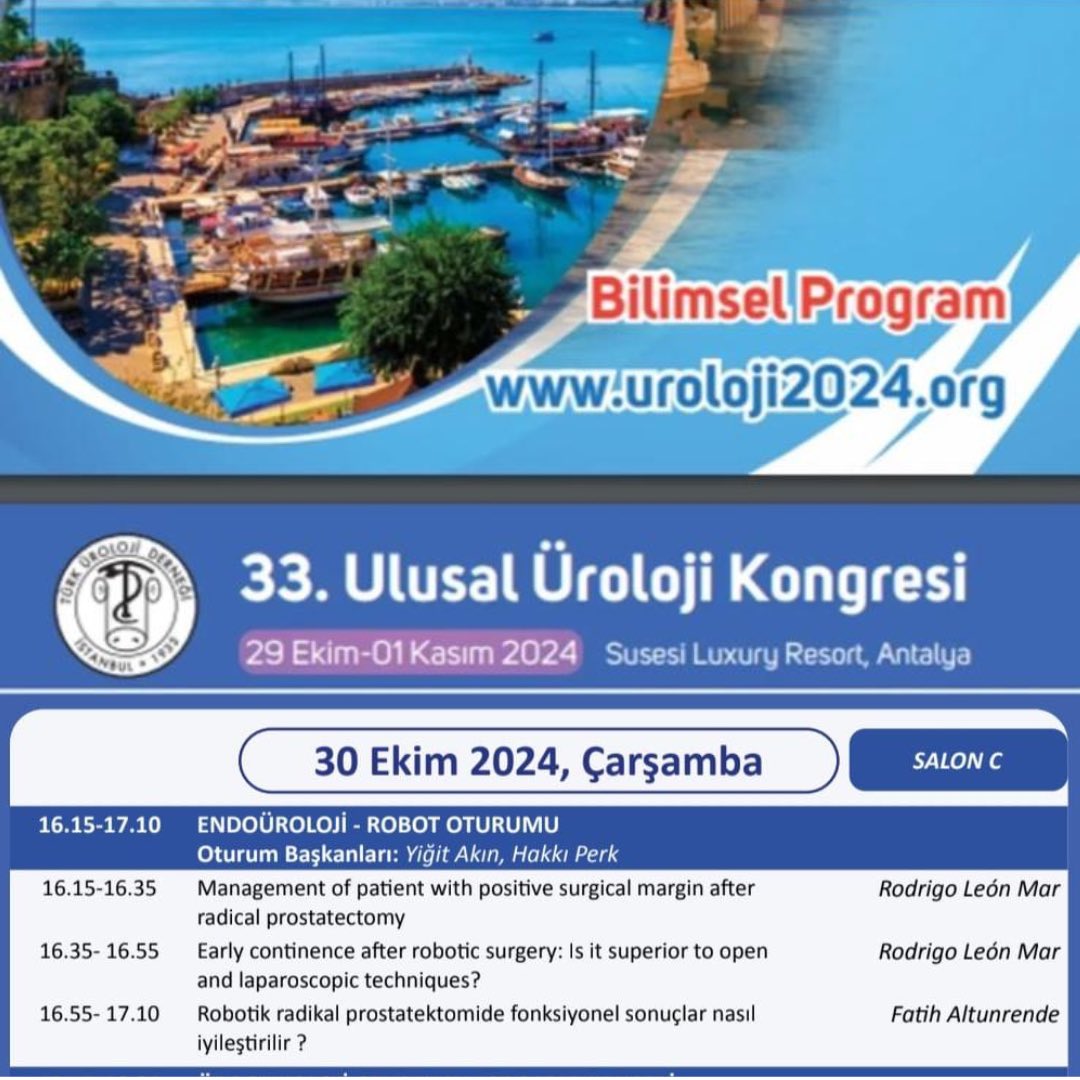 hakkiperk's tweet photo. ULUSLARARASI KATILIMLI ULUSAL ÜROLOJİ KONGRESİ, 29 Ekim1 Kasım 2024, Susesi Hotel, ANTALYA 

#türkürolojiderneği #üroloji #kongre #hakkıperk #ankaraüroloji https://t.co/f0JvvNioFG