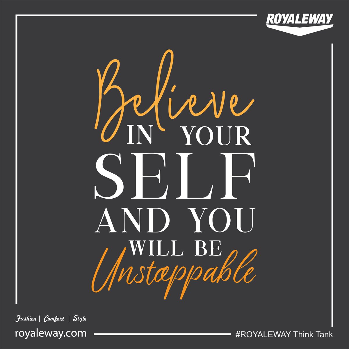 royaleway's tweet photo. "Believe IN YOUR SELF AND YOU WILL BE Unstappable"

"Believe in Yourself and You'll Be Unstoppable" - RW - ROYALEWAY's rallying cry. When self-doubt fades, limitless potential unfolds.

https://t.co/SN14ZAVddX

#royaleway #liveyourway #thinktank #fashion #comfort #style https://t.co/PmyAvnypda