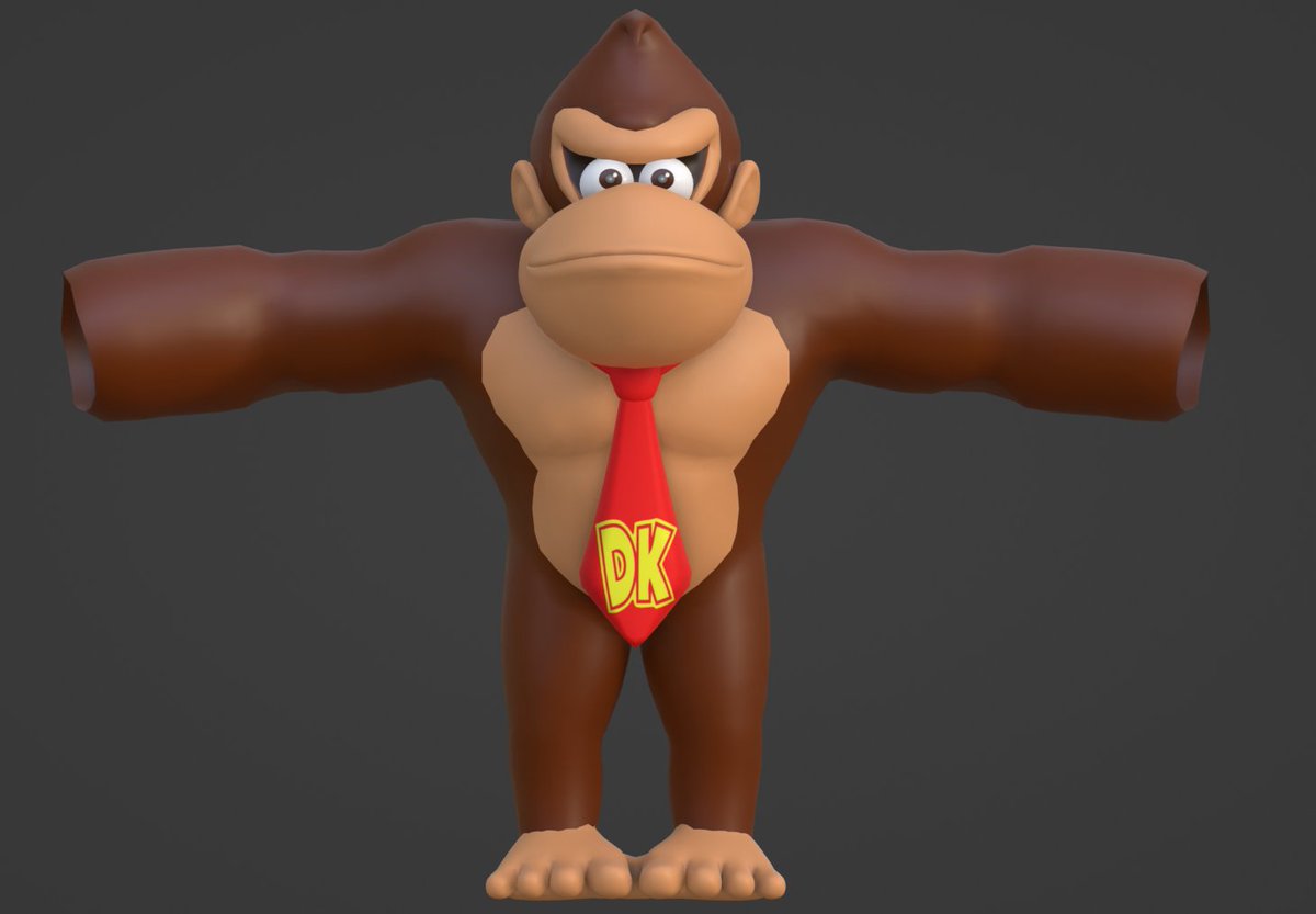 Star_mario3D's tweet photo. No one had done a Donkey Kong rig, so I thought, 'Fine, I'll do it myself.' I've just retopoed the body so far; still working on the head, hands, and feet. The topology is animation-friendly. Made in: #Blender3d
#b3d #DonkeyKong  #3Dmodel  #wipart https://t.co/9S6hPjrhLo