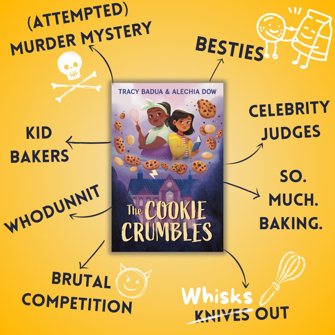 #GBBO fans who read middle grade: check out THE COOKIE CRUMBLES, an attempted-murder mystery set at a kids’ baking competition, by @alechiadow and me! 

It’s KNIVES OUT meets GREAT BRITISH BAKE OFF 📚🍪☠️