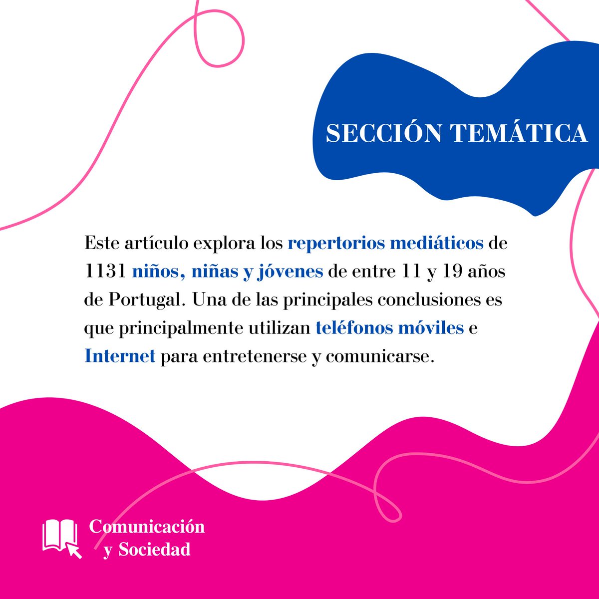 CySrevista's tweet photo. 📱 Este estudio muestra cómo #niñas, #niños y #jóvenes en #Portugal usan el móvil e internet para entretenimiento y comunicación, entre una amplia variedad de opciones mediáticas. 🔗 Lee aquí: https://t.co/QIb0AtBgaj
#ConsumoDeMedios #Comunicación #RCyS #CySrevista https://t.co/QzHi49wu75
