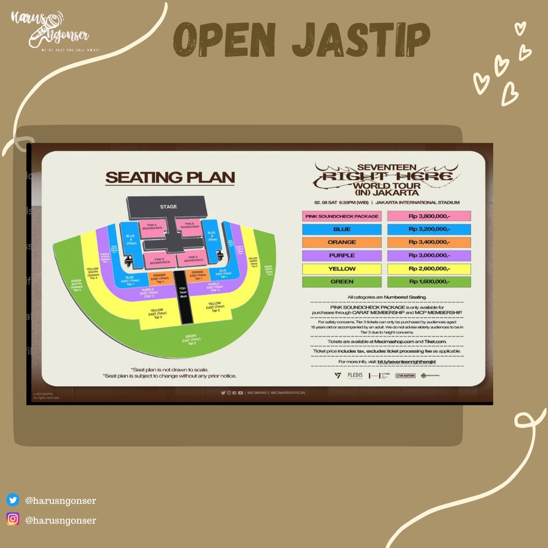 harusngonser's tweet photo. OPEN JASTIP (General Sales)
- SEVENTEEN RIGHT HERE World Tour in Jakarta -
💰Fee:200K/tix all category
🎫sold out: full refund
🔐data sendiri-privacy terjamin
📩DM for book slot/jika mau dibantu war utk membership pribadi

proof/testi cek IG kami ✨
#SVT_RIGHT_HERE_WORLDTOUR #JIS https://t.co/Ka5p1td3hg