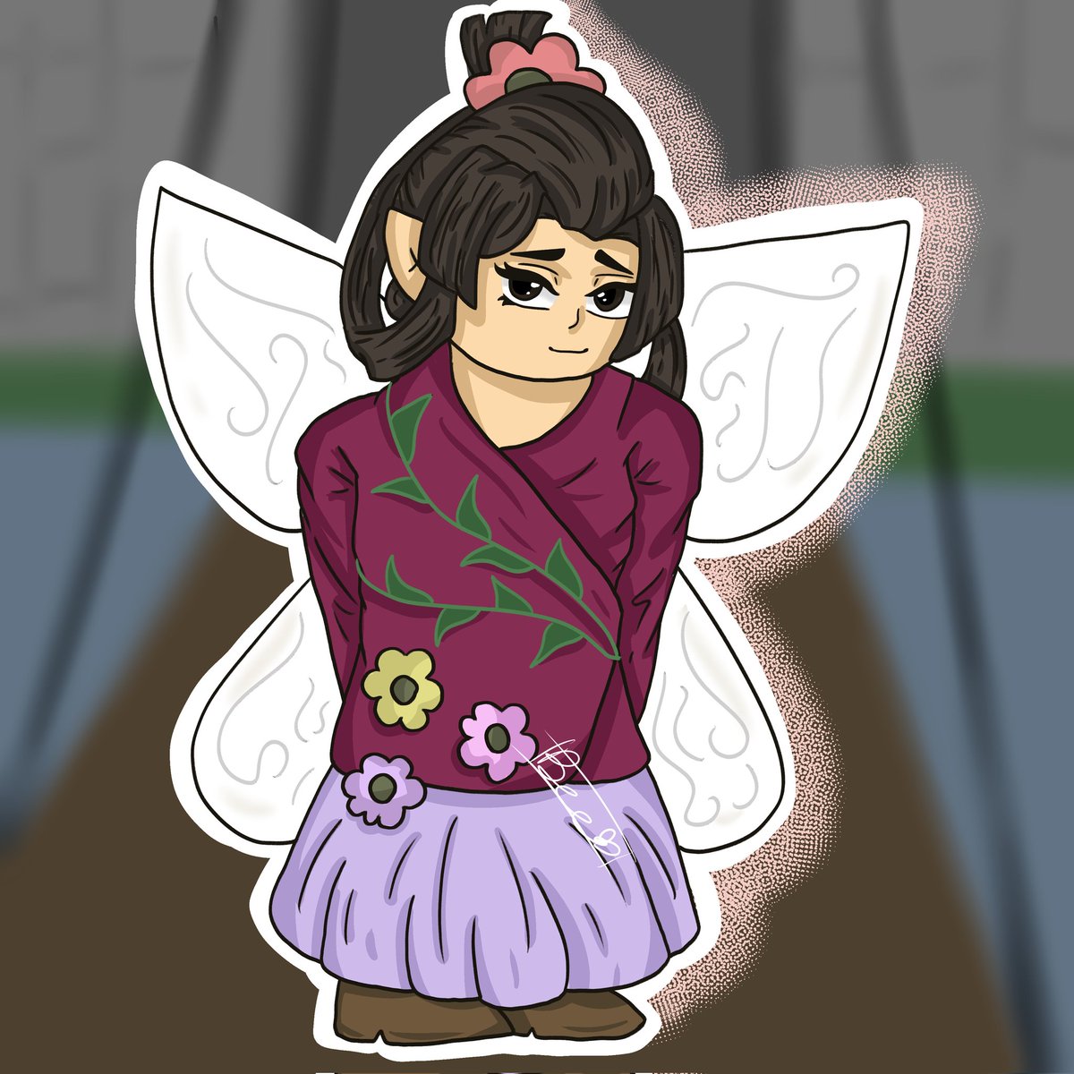 PrintedPult's tweet photo. Day 29 of AA Halloween is the ultimate weird girl herself: Susato Mikotoba as a fairy!

#AceAttorney https://t.co/Z5bzRG7srB