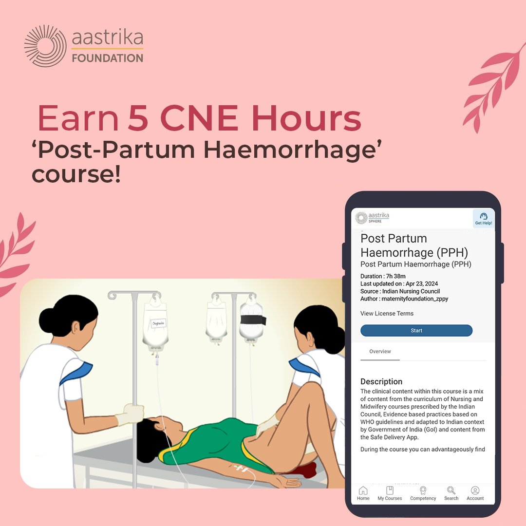 Aastrika_fndn's tweet photo. Attention healthcare professionals!! Aastrika Sphere’s “Post-Partum Haemorrhage (PPH)” course is now available, and offers you 5 CNE hours! https://t.co/4s66C4q5bx