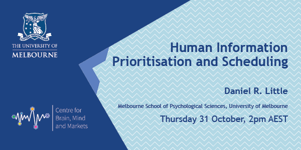 Centre for Brain, Mind and Markets (@unimelb_cbmm) on Twitter photo Interested in how humans allocate resources to tasks? Join us at 2pm AEDT on Thursday 31 October for the latest in our CBMM Seminar Series with Daniel Little! <a href="/BusEcoNews/">Business & Economics UniMelb</a> <a href="/Psychunimelb/">Psychological Sciences</a>
go.unimelb.edu.au/rs98 Interested in how humans allocate resources to tasks? Join us at 2pm AEDT on Thursday 31 October for the latest in our CBMM Seminar Series with Daniel Little! <a href="/BusEcoNews/">Business & Economics UniMelb</a> <a href="/Psychunimelb/">Psychological Sciences</a>
go.unimelb.edu.au/rs98