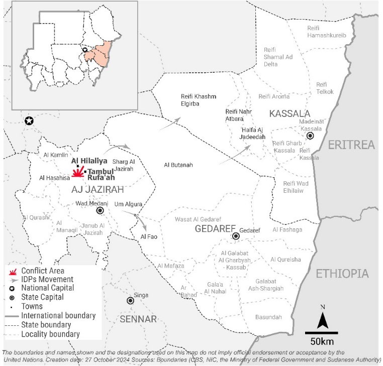 UNOCHA_ROSEA's tweet photo. 🔴Civilians have been killed or injured
🔴46,700 people have fled

Amid a wave of armed violence and attacks in eastern Aj Jazirah State, #Sudan.

The @UN &amp; partners are mobilizing resources to assist people with food, shelter, health care and more ⬇️
https://t.co/qQOHPB102M https://t.co/CoceRhf3Vq