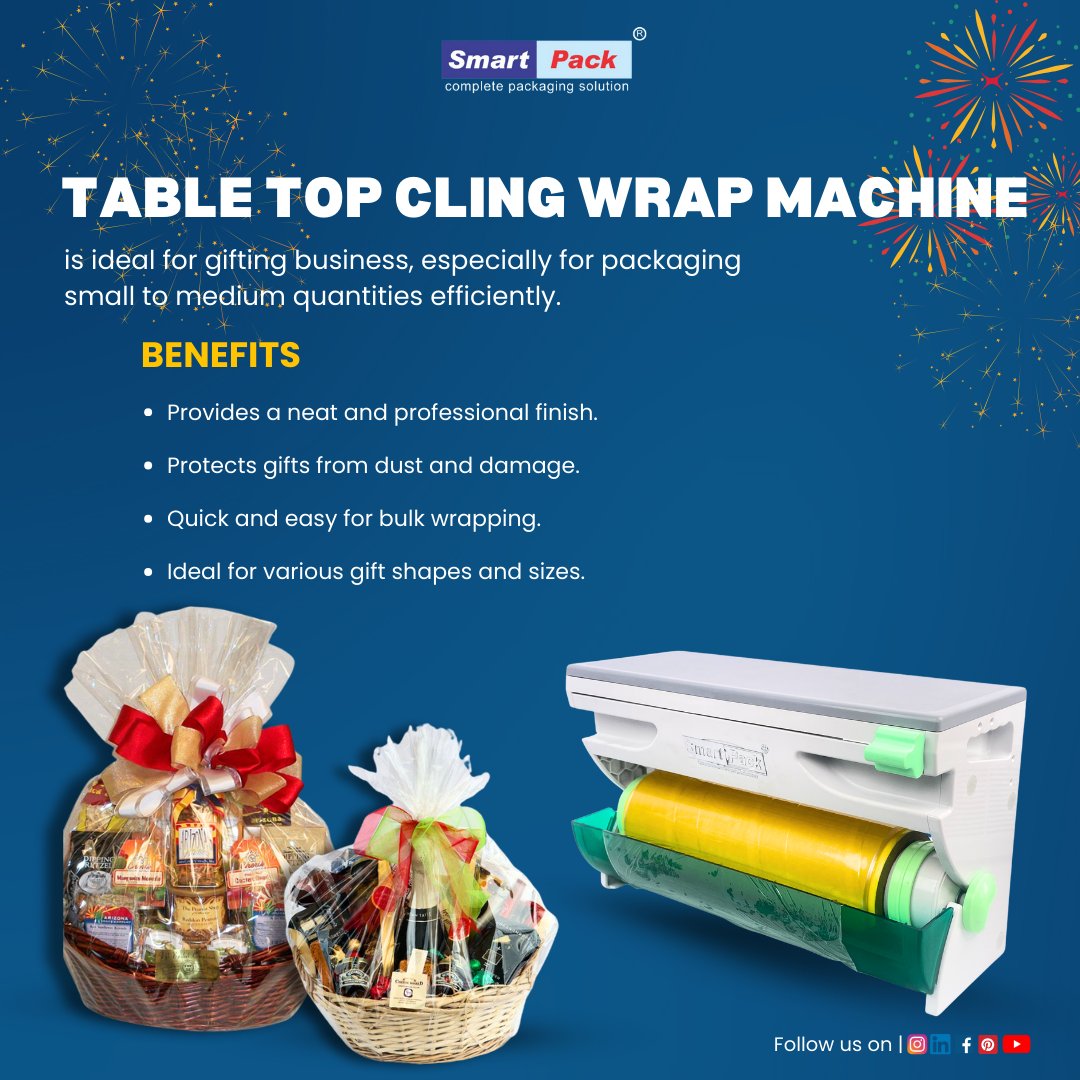 SmartPackIndia's tweet image. 🎉 Ready to take your gifting business to the next level? Start with the right tools! Choose Smart Packaging Systems for all your packaging needs. 
#SmartPackagingSystems #GiftBusiness #PackagingSolutions #EfficientPackaging #ClingWrappingMachine #HeatGun #ThermalInkjetPrinter