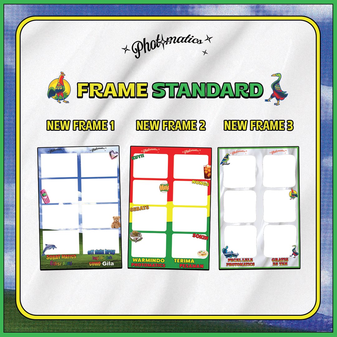 photomaticsid's tweet photo. ADA YANG BARU NIH!!🤩😍
Frame lucu ala ala warmindo dll ini udah bisa sobat matics pake loh!🤭❤️
Yuk buruan ke Photmatics buat foto pake frame frame baru ini!!!💨
#photomatics #photomaticsid #langsungcetakbawapulang #newframe https://t.co/aEoJg6JnzB