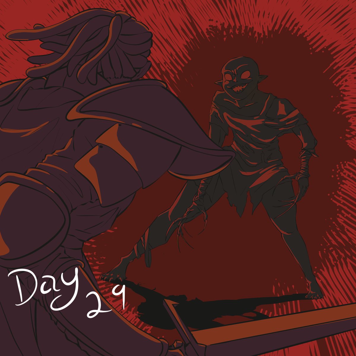 GraphicBounty's tweet photo. Day 29 - Ghoul fight! 
#inktober #inktober2024 #dndcharacter #dndart #procreateart #curseodstrahdart #curseofstrahdcampaign https://t.co/Vt04W5tHW1