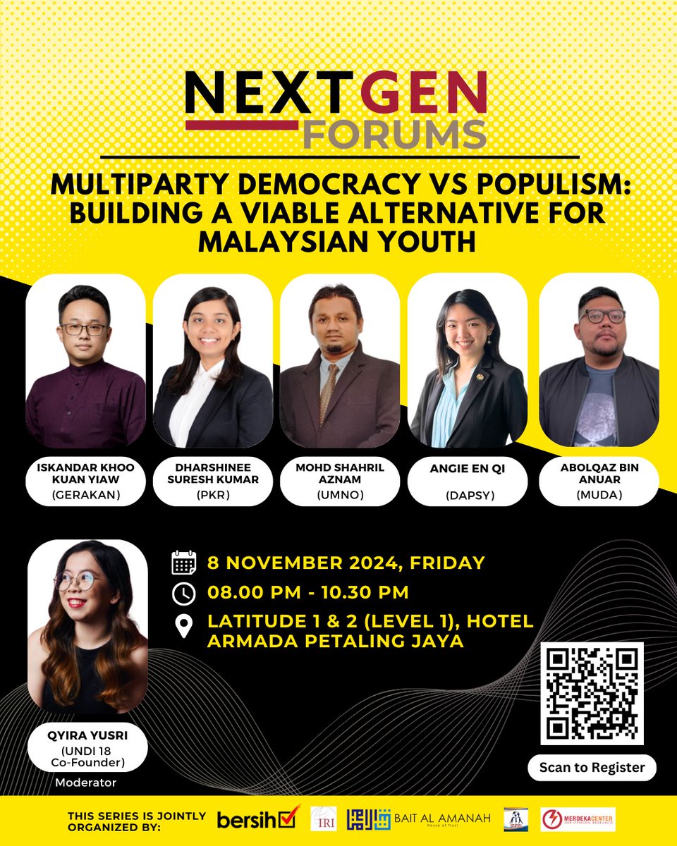 PUBLIC FORUM | Multiparty Democracy VS Populism: Building a Viable Alternative for Malaysian Youth

What do our young political leaders think about Malaysia's prospects as a new multiparty democracy? How far have Malaysian youth embrace democratic norms, or are they susceptible