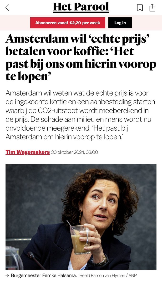 🥳🥳 Goed nieuws uit de hoofdstad!!

“De goedkoopste prijs die we nu denken te betalen, heeft allemaal verborgen kosten die we later alsnog moeten betalen, omdat er bijvoorbeeld schade aan het milieu door ontstaat. Kiezen voor de goedkoopste optie zonder te kijken naar de