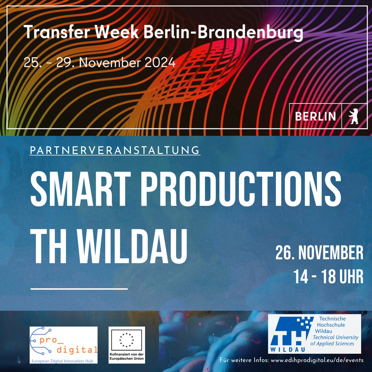 Identifizieren.Lernen.Anwenden - Die Zukunft der #Digitalisierung und Künstlichen Intelligenz für Unternehmen. 
Jetzt anmelden: 
tinyurl.com/29vqxwd5
@BTU-CS <a href="/TH_Wildau/">TH Wildau</a> <a href="/edih_net/">European Digital Innovation Hubs Network</a> <a href="/BerlinPartner/">Berlin Partner</a> <a href="/ZentrumCB/">Mittelstand-Digital Zentrum Spreeland</a>