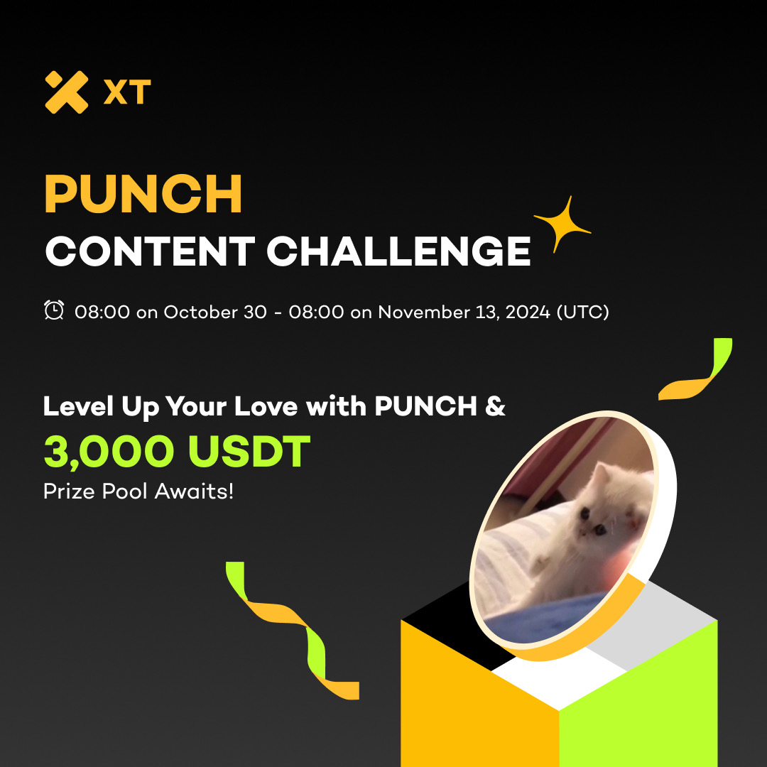 XTexchange's tweet photo. 🏆 PUNCH X Content Challenge!  #XT #Giveaway #Airdrop

👇 Level Up Your Love with $PUNCH & 3,000 USDT Prize Pool Awaits!
⏰ Time Period: 08:00 on October 30 - 08:00 on November 13, 2024 (UTC)

👉 Rules:
🔸 Follow @XTexchange & @1punchcat
🔸 RT, Like & Tag 3 Friends on this event tweet.
🔸 Share “ What you love about $PUNCH” & Hashtags #iLovePUNCHandXT #PUNCH
🔸 Fill in the form:  https://t.co/MO7KIGGMKi

Details⤵️
https://t.co/d4PbbZx8Ng